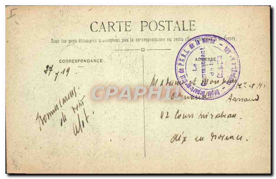 CPA Reims La cathedrale Cote Nord Porche du Beau Dieu Les damnes Diable  — Verso