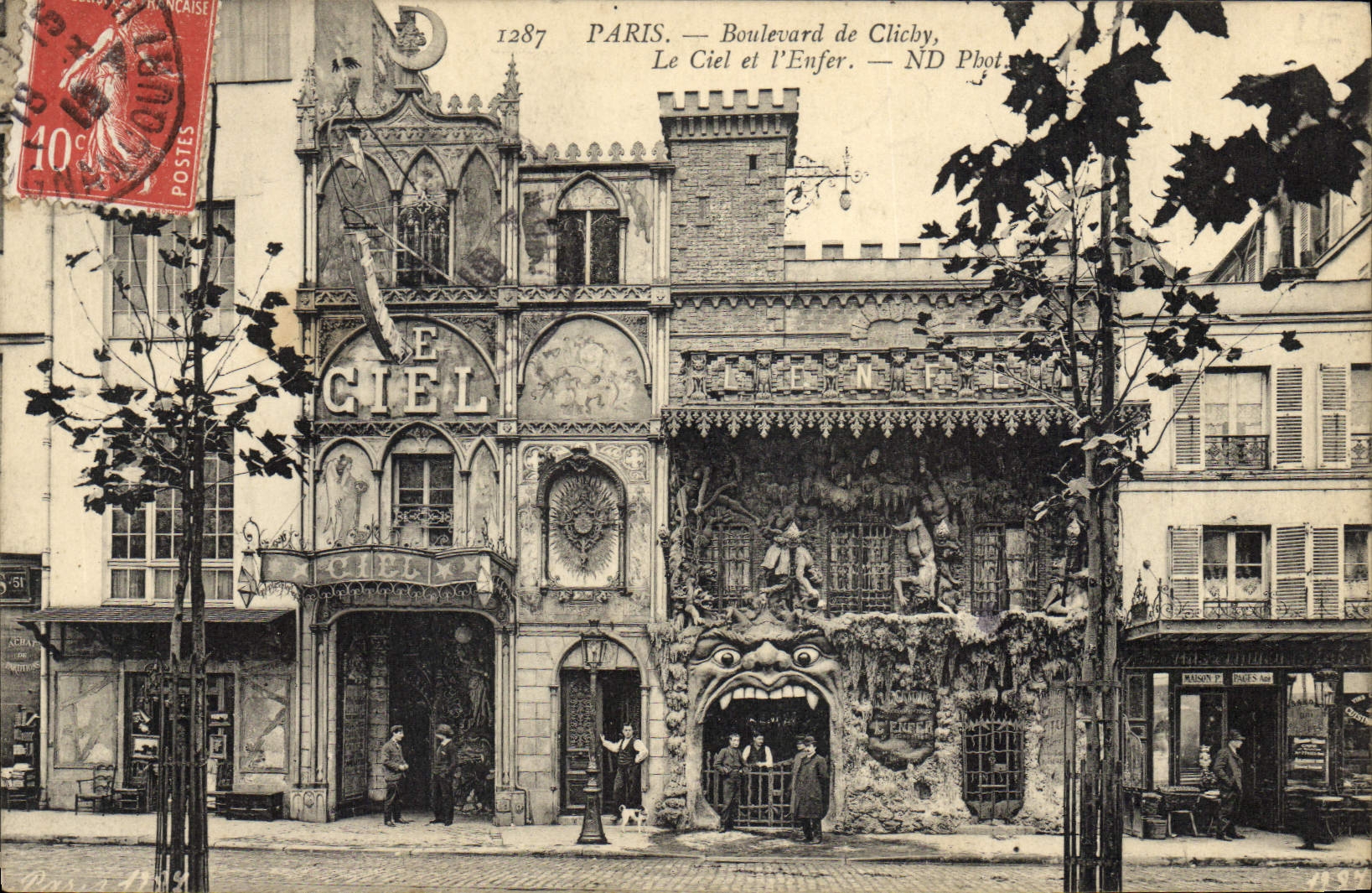 CPA Paris Boulevard de Clichy Le ciel et l'enfer Diable 