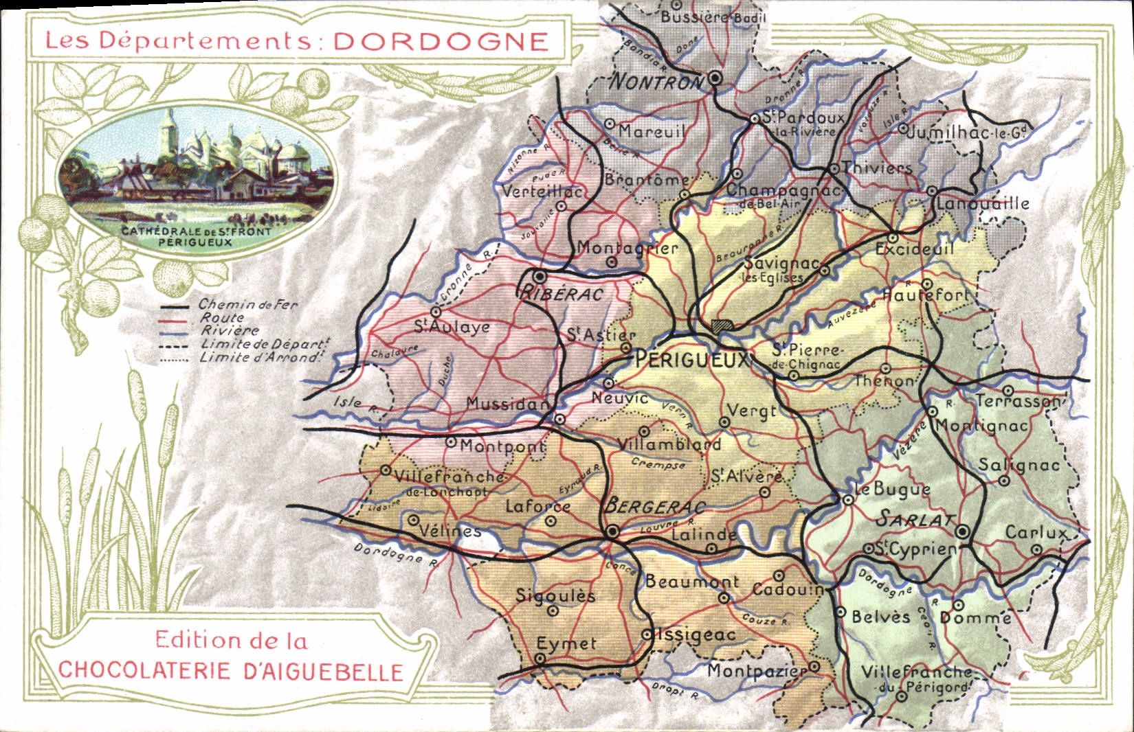 Dordogne — Carta dei dipartimenti — Edizione della Cioccolateria d'Aiguebelle