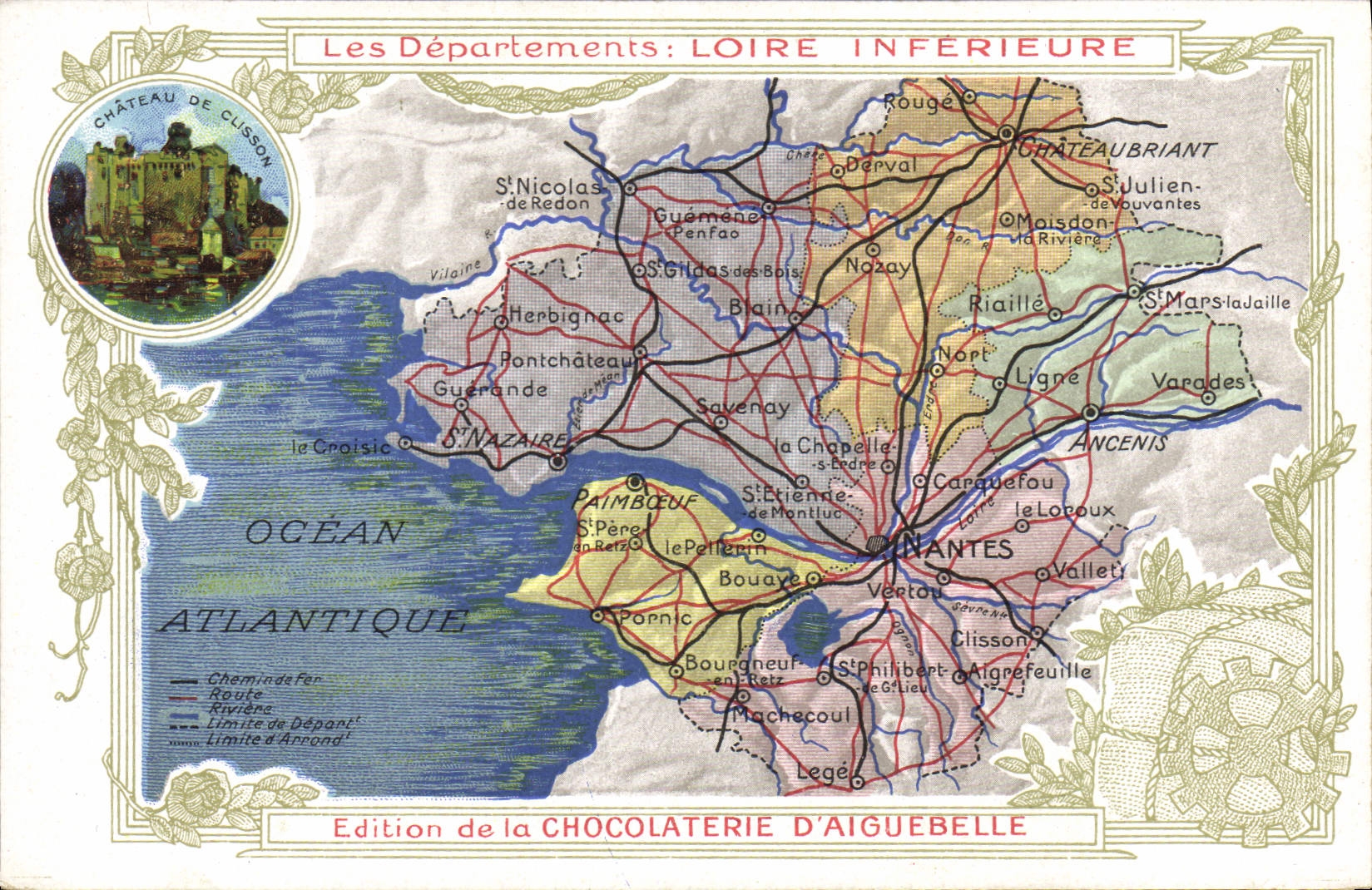Loire-Inférieure — Carte des Départements — Édition de la Chocolaterie d'Aiguebelle