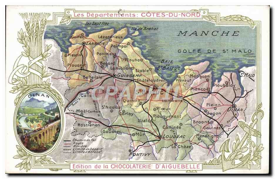 Carte des Départements : Côtes-du-Nord — Edition de la Chocolaterie D'Aiguebelle