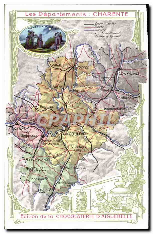 CPA Cartes geographiques Chocolaterie d'Aiguebelle Charente 