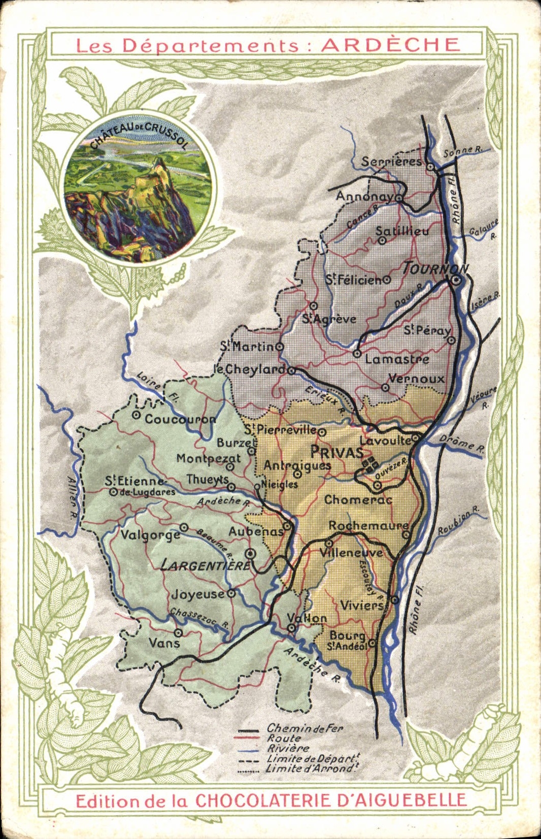De Departementen: ARDÈCHE — Uitgave van de CHOCOLATERIE D'AIGUEBELLE