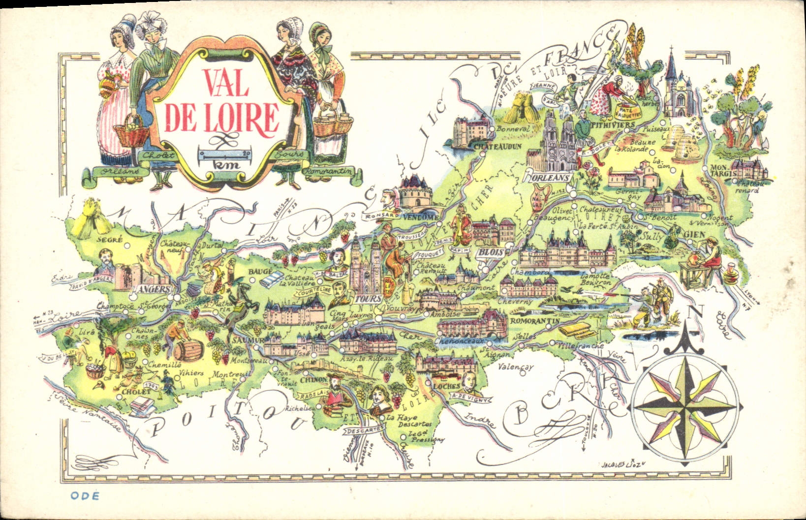 Val de Loire — carte postale illustrée — Jean Piere 24 rue de Paris
