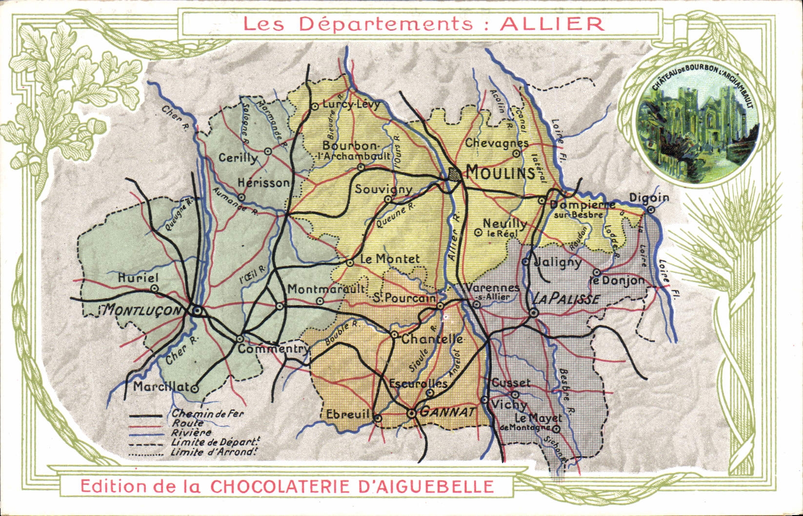 I Dipartimenti: ALLIER — Edizione della CHOCOLATERIE D'AIGUEBELLE