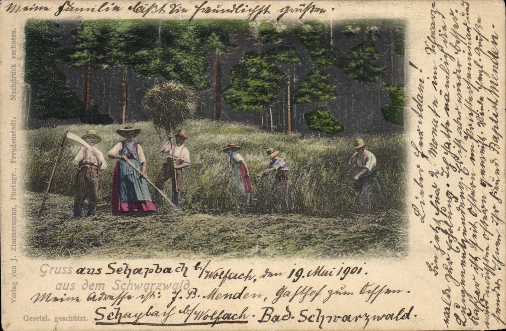 CPA Folklore Schwarzwald Foret Noire Moisson 