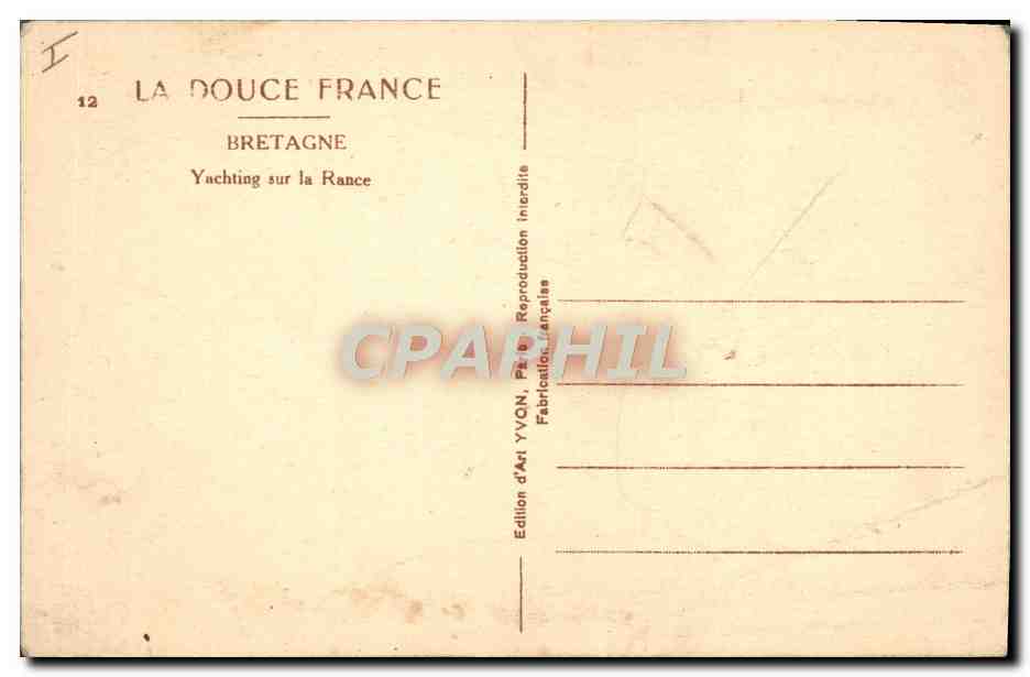 CPA Bateau Bretagne Yachting sur la Rance  — Rückseite
