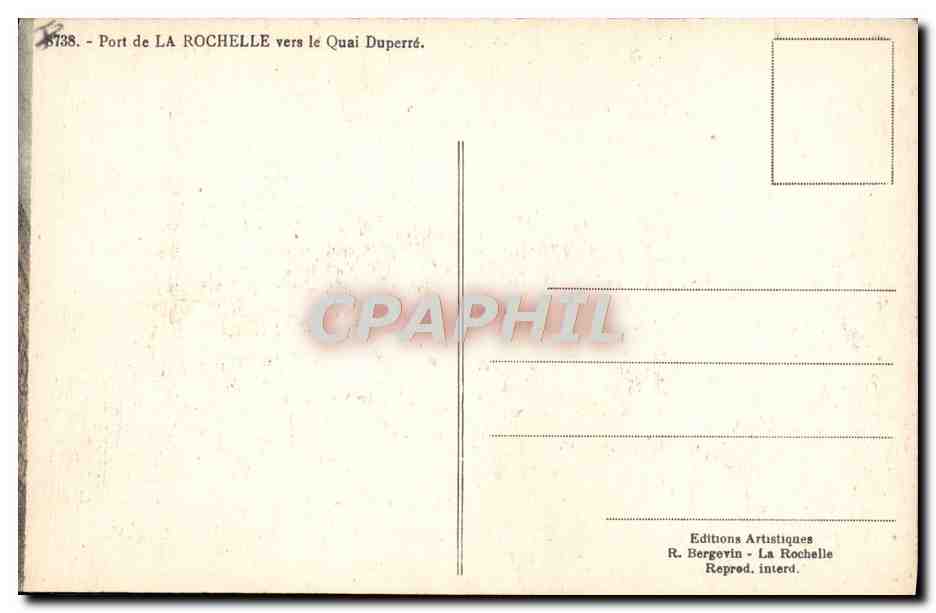 Port de La Rochelle vers le Quai Duperré — Éditions Artistiques R. Bergevin — Verso