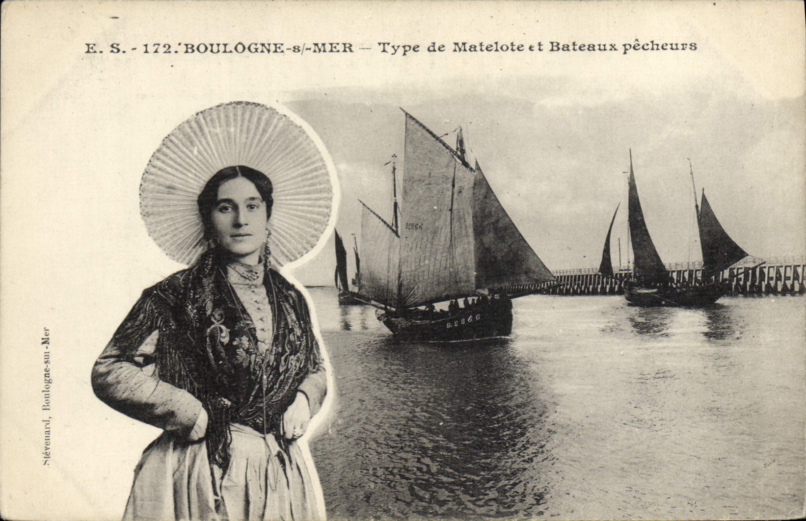 Boulogne-sur-Mer — Type de Matelote et Bateaux pêcheurs — Édition Stévenard