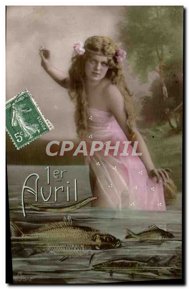 Jeune femme en robe rose — 1er Avril — éditeur non visible