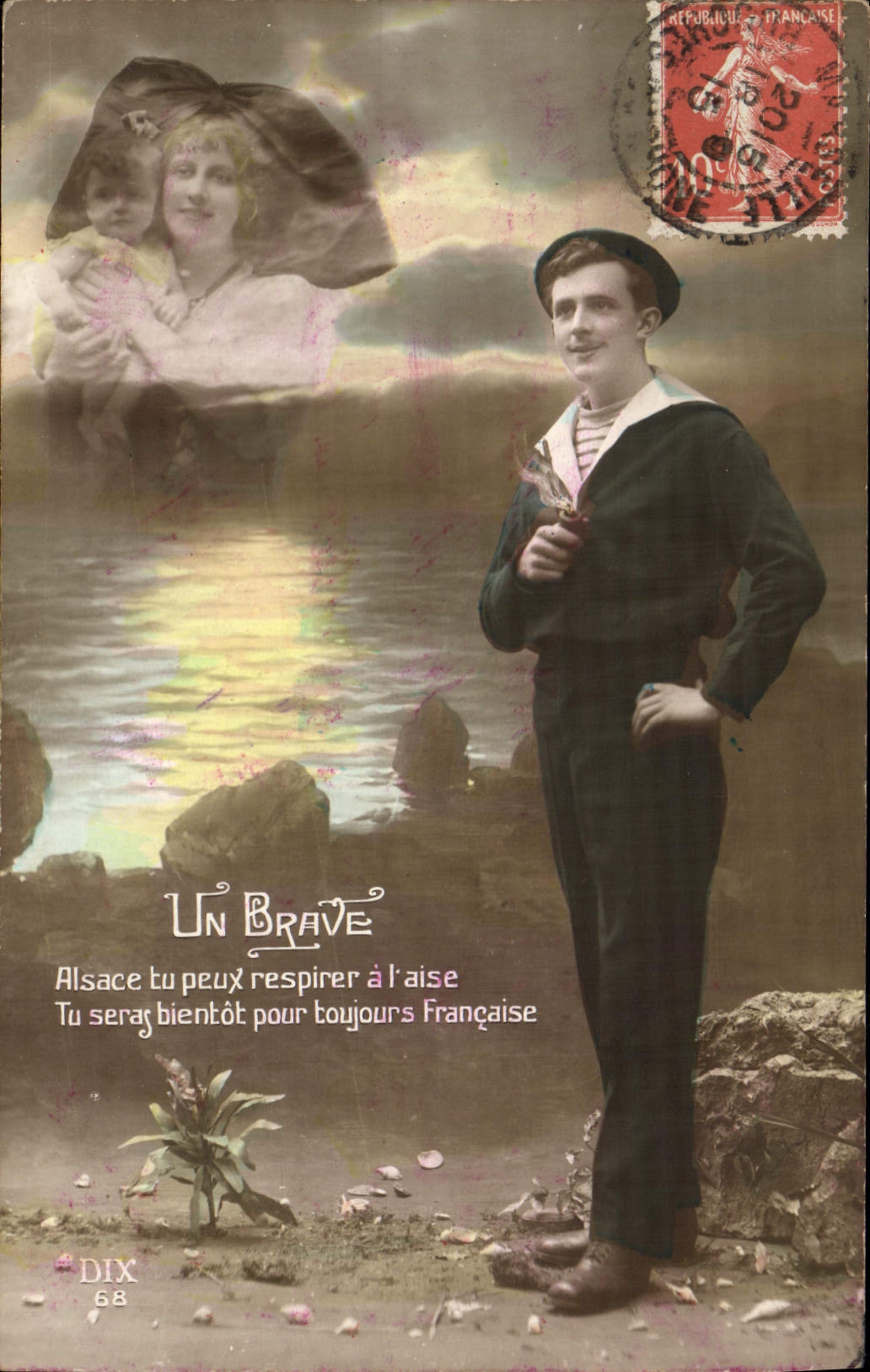 CPA Fantaisie Femme Marin alsace 