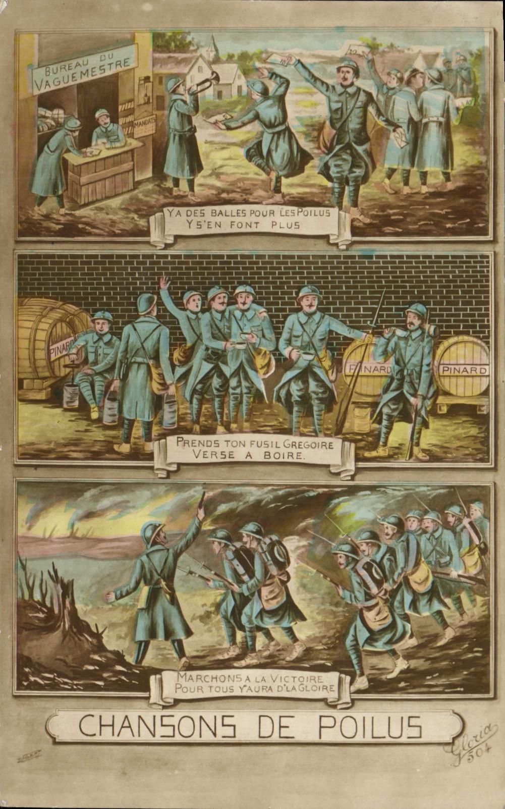 CPA Fantaisie Chansons de poilus Militaria 