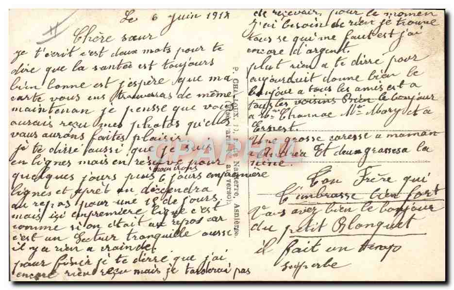 CPA Fantaisie Chansons de poilus Militaria  — Rückseite