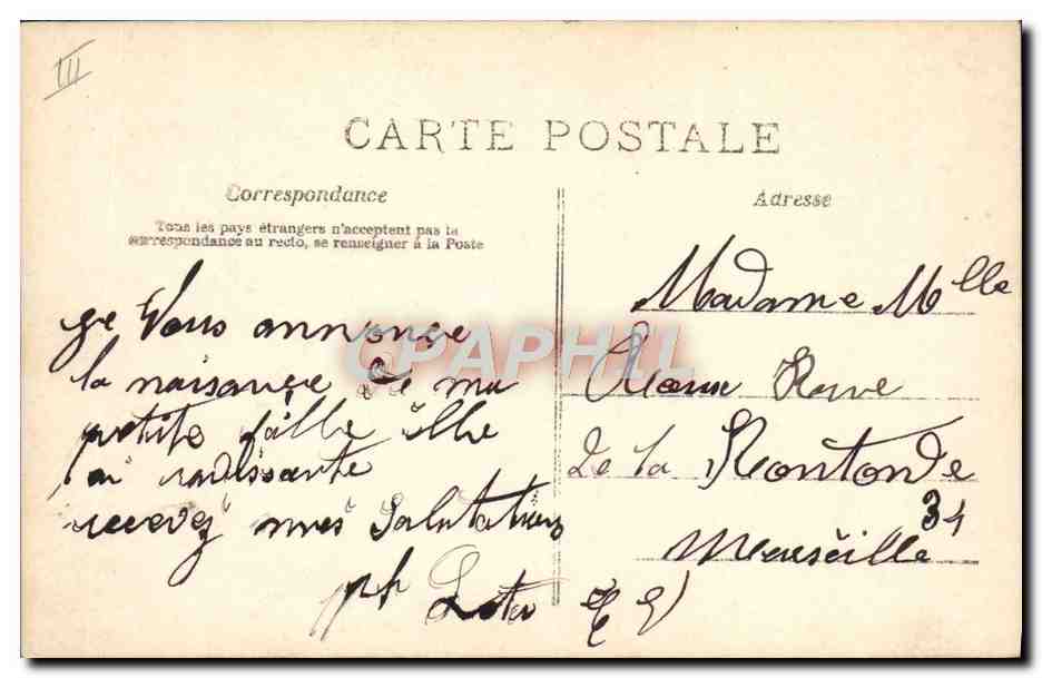 Né dans une corbeille de fleurs — 30 avril 1909 — J.L.C. n°1061 — Rückseite