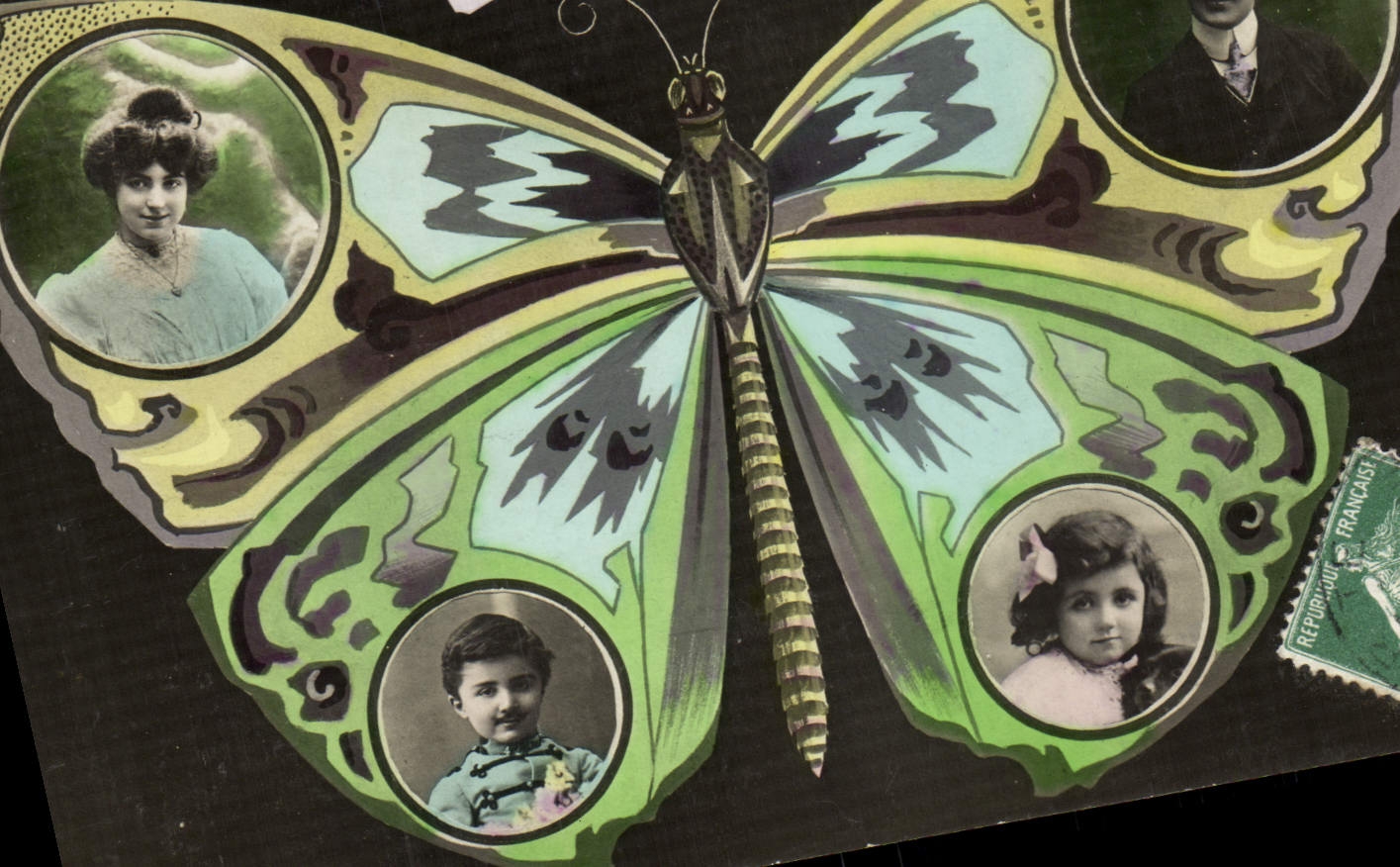 Butterfly avec portraits — éditeur inconnu, n° de série non visible