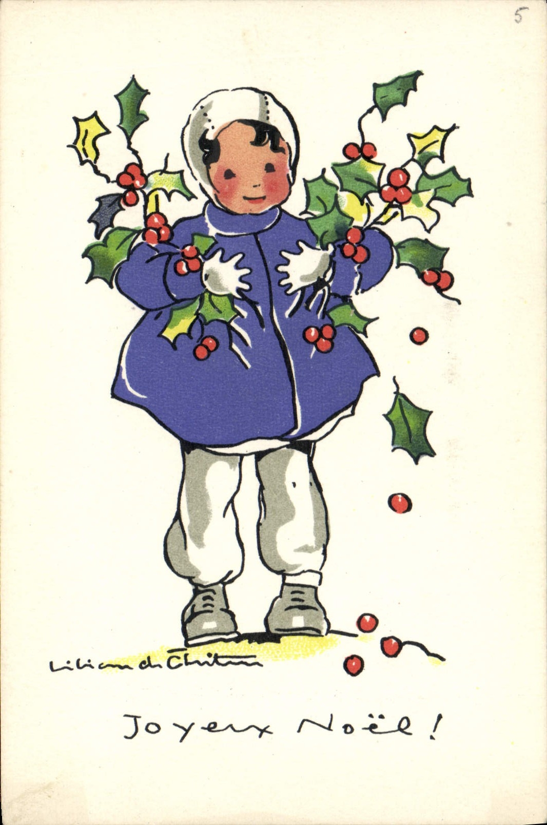 Enfant avec houx — Joyeux Noël ! — Liliand de Chitton, n°5