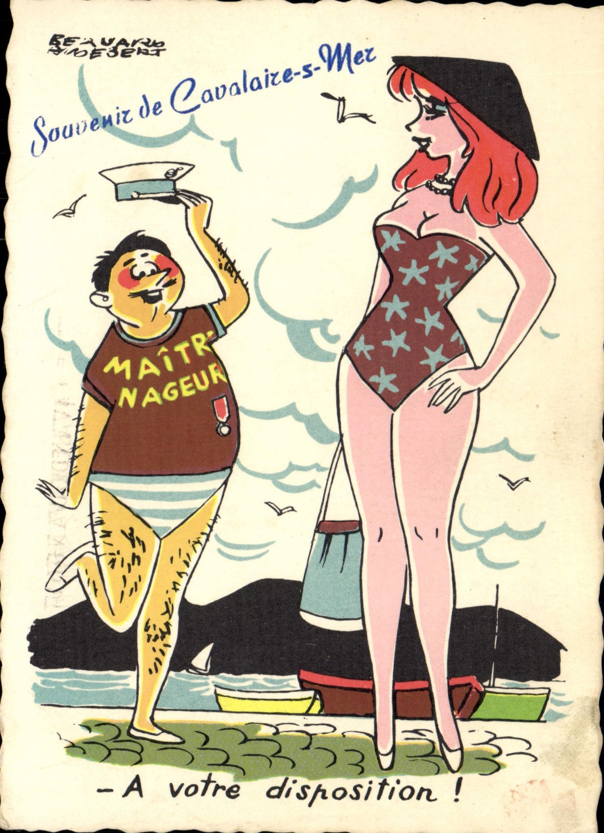 CPA Humour Cavalaire sur Mer Maitre nageur 