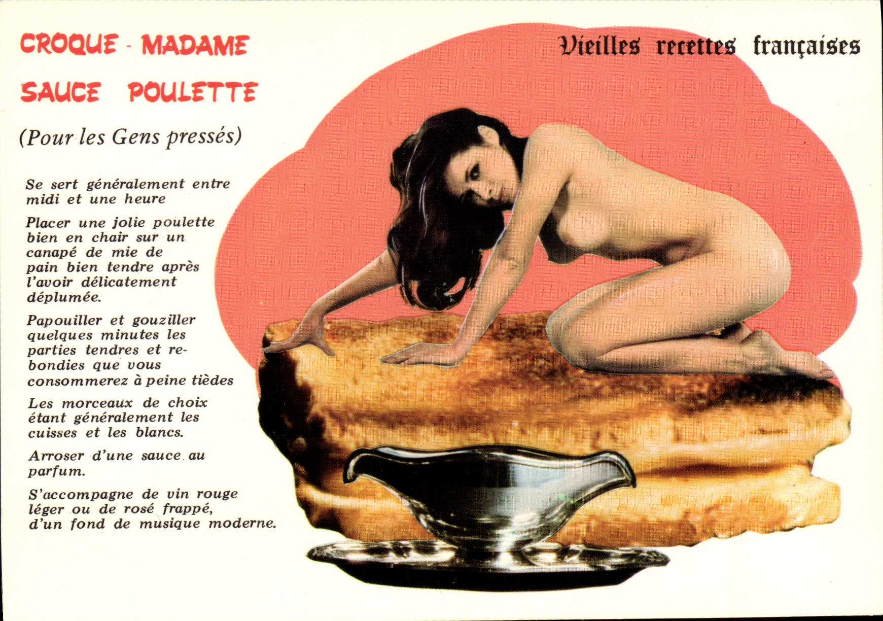 CPA Humour Croque Madame Sauce Poulette Nu erotique