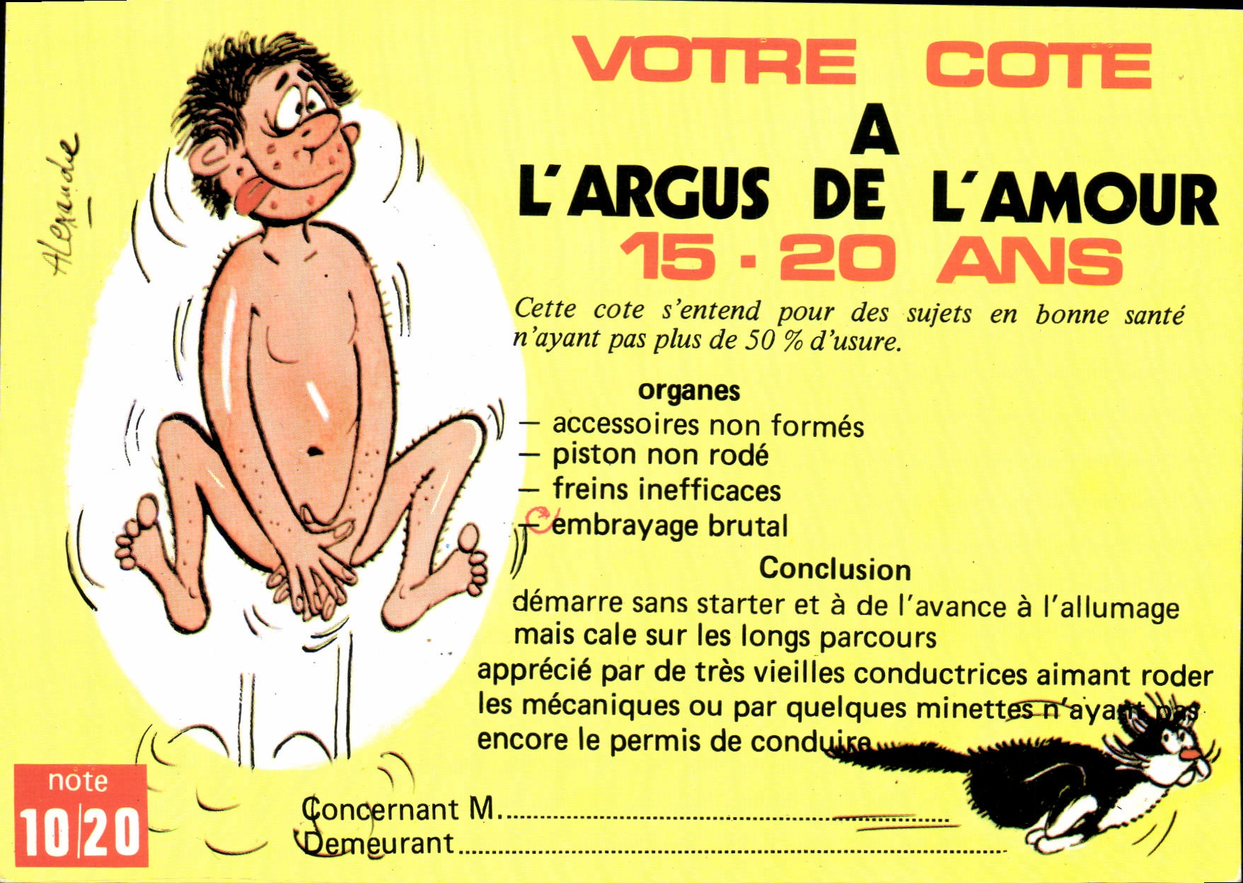 CPA Humour Votre Cotte a l'argus de l'amour 15 20 ans Chat