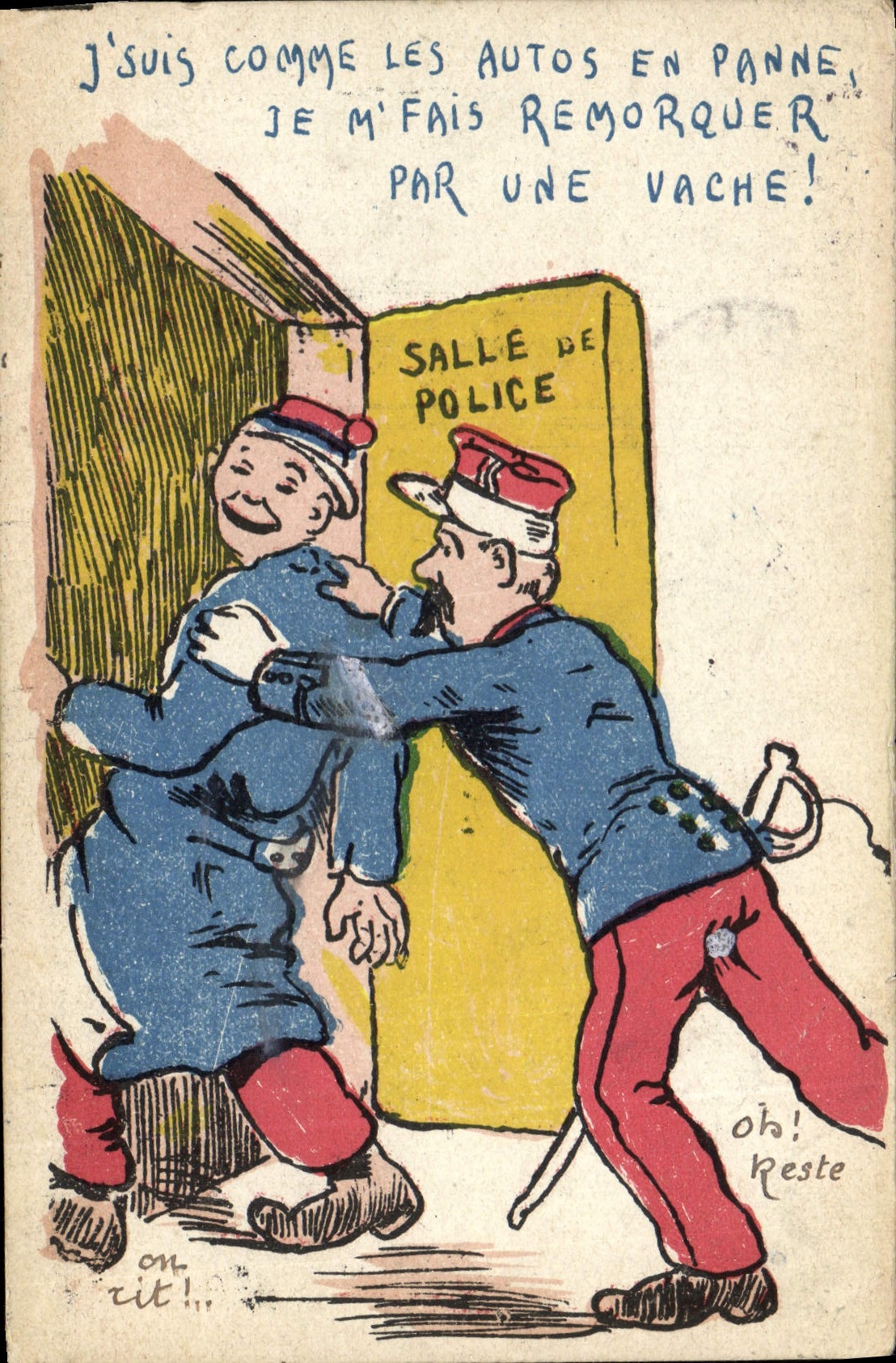 Salle de Police — Caricature de deux policiers — Éditeur non visible