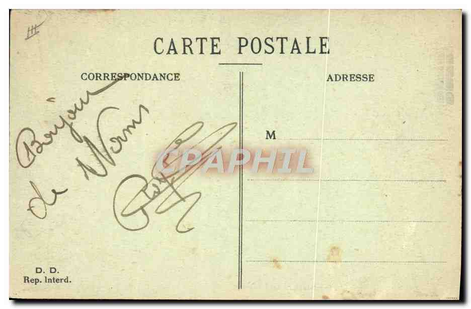 Exercice de nuit — scène de soldats en pleine nuit — éditeur D. D. Rep. Interd. — Verso