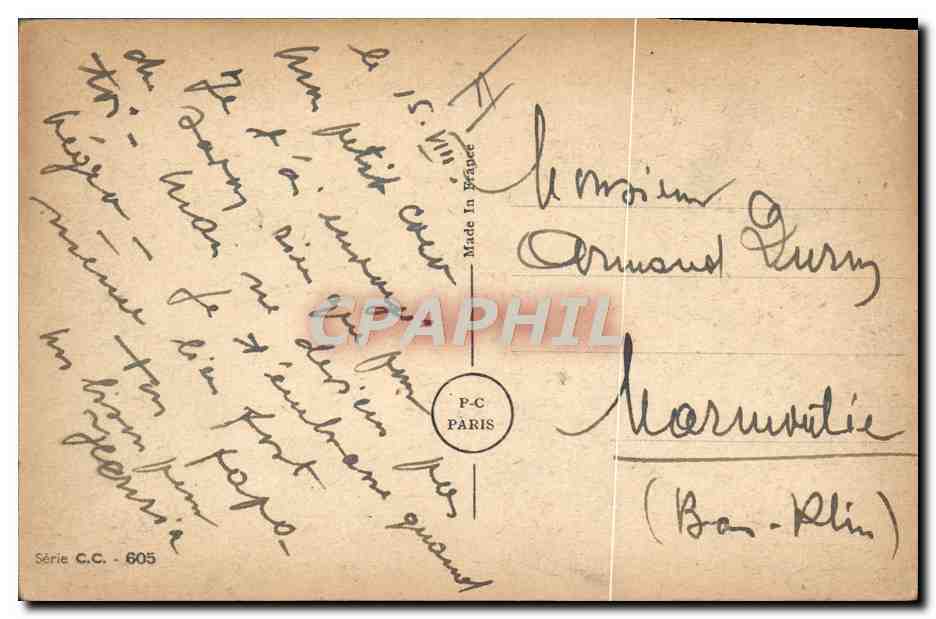 Soldat et enfant près d'un tank — V.S. PAHN — Série C.C. 605 — Verso