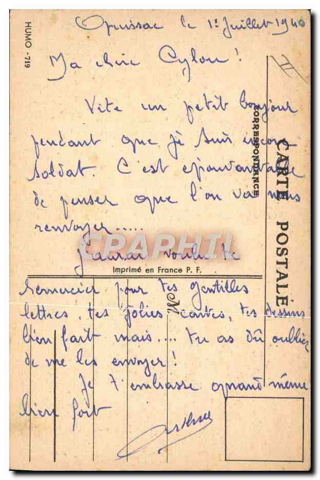 Photographe et soldat — caricature de Pat — éditeur HUMO n°719 — Verso