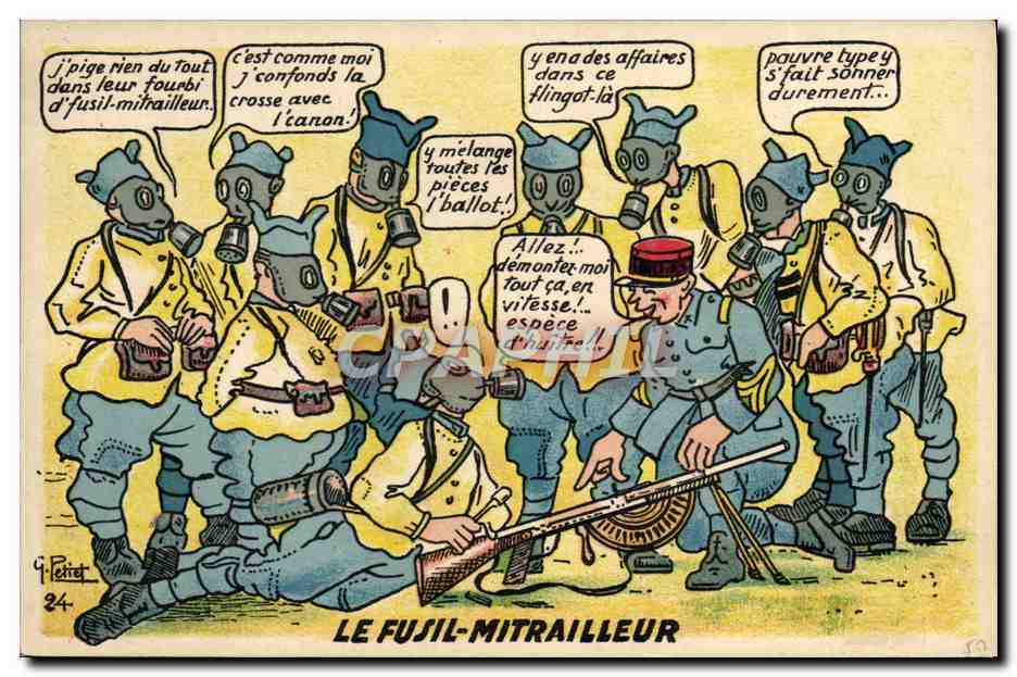 Soldats en masque à gaz — Le Fusil-Mitrailleur — G. Renet, n°24