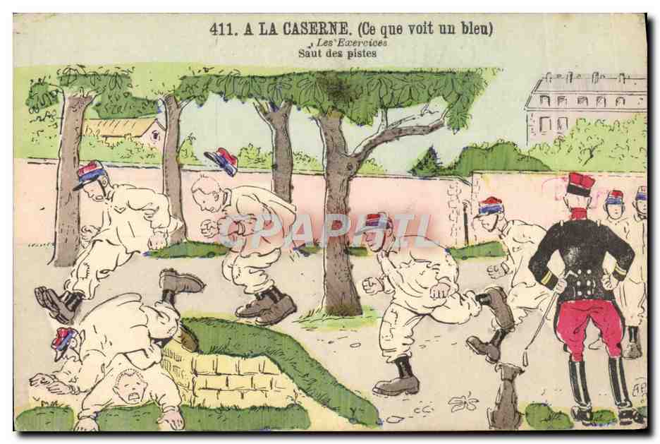A LA CASERNE — Les Exercices : Saut des pistes — Série 411, éditeur non visible