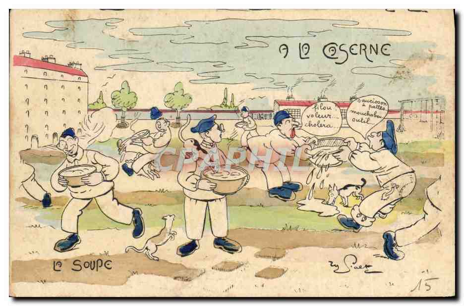 Soldats en train de manger de la soupe — dessin de Roger — n°15