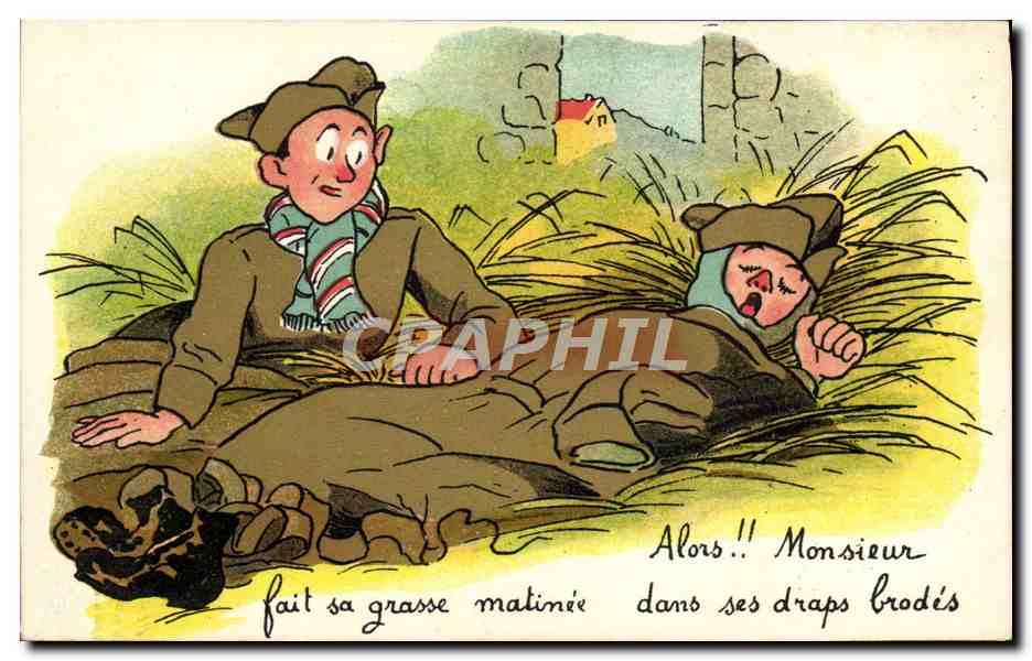 Deux soldats en campagne — caricature — Éditions P. Paris