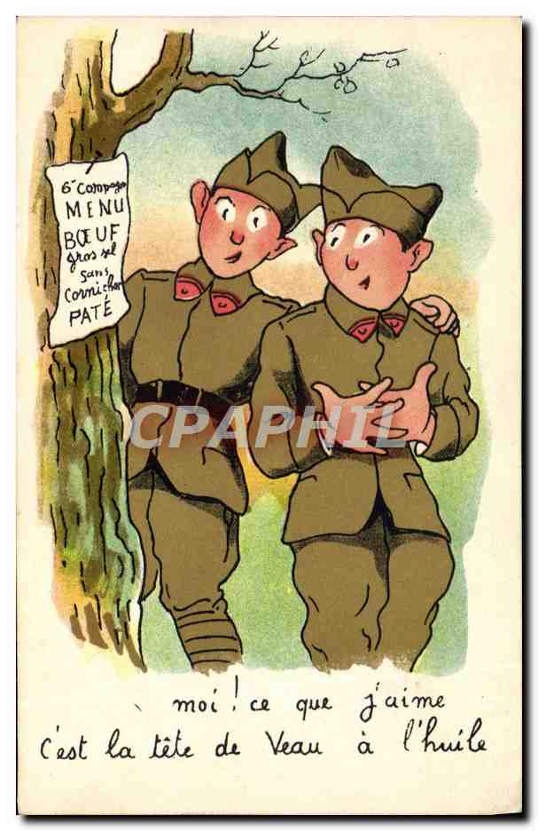 Deux soldats — caricature humoristique — édition G. P. Paris