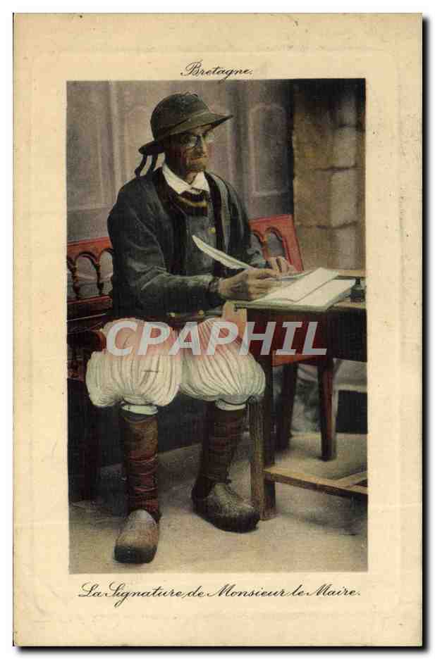 CPA Folklore La signature de Monsieur le maire Bretagne 