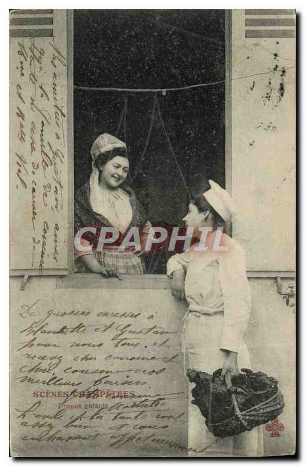 CPA Folklore Scenes champetres Propos galants