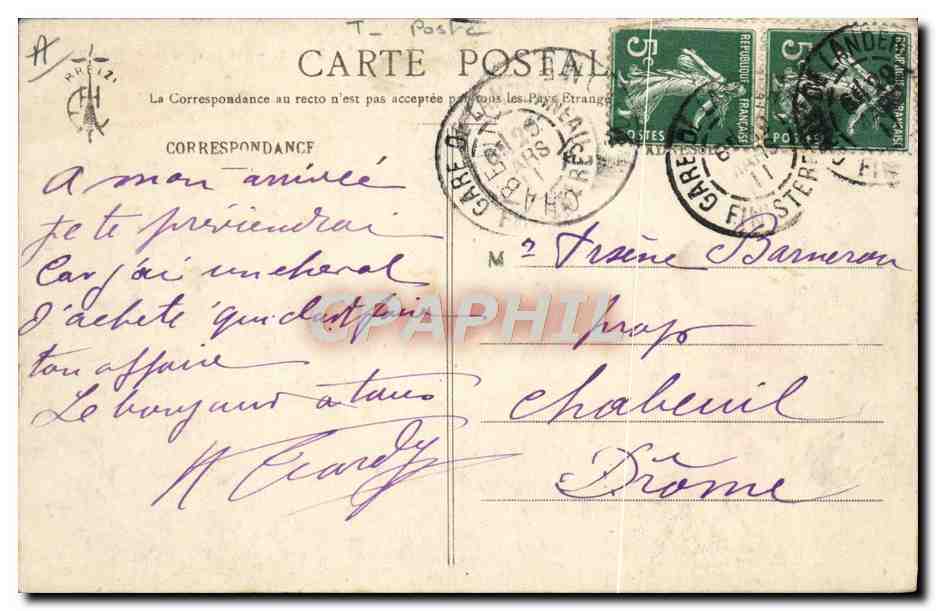 CPA Folklore Pour qui la lettre Velo Cycle Postier — Verso