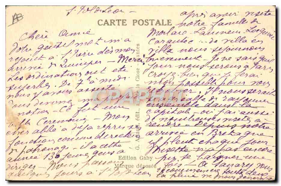 CPA Folklore Perros Quirrec La procession du pardon  — Verso