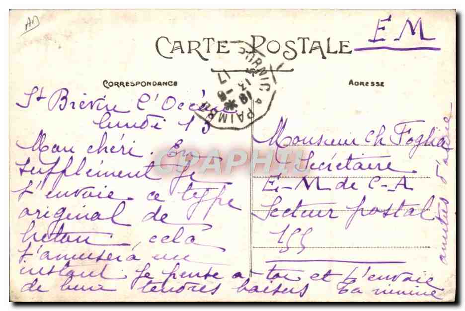 CPA Folklore Breton et bretonne fumant la pipe — Verso