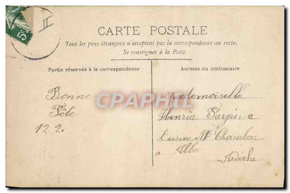 Amour téléphonique — scène en extérieur avec fleurs — éditeur CINCE n°2233 — Verso