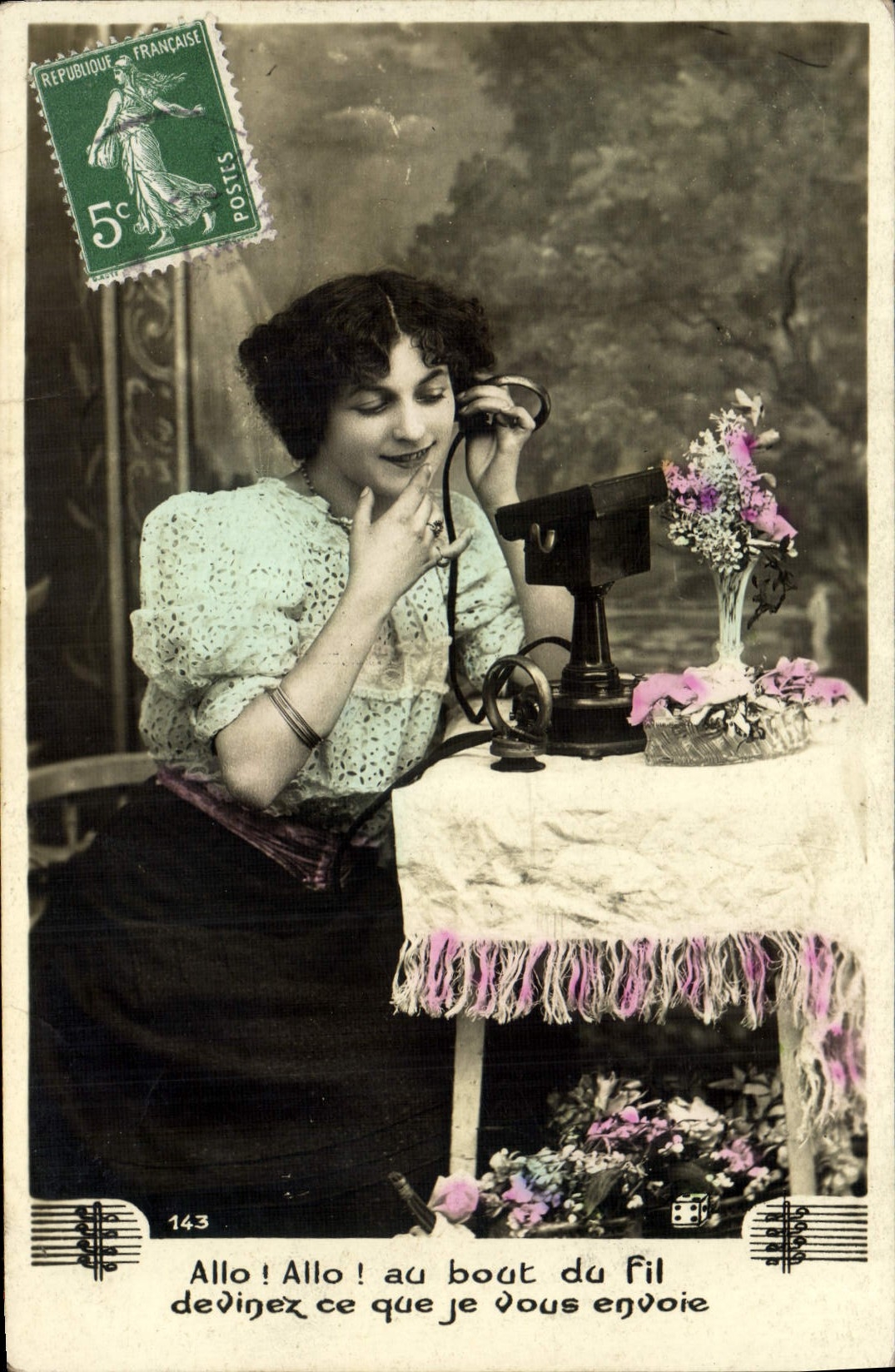 Frau am Telefon — Szenen der Kommunikation — unbekannter Verlag, Nr. 143