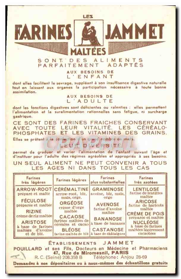 CPA Farines Jammet Ile de France Folklore — Verso