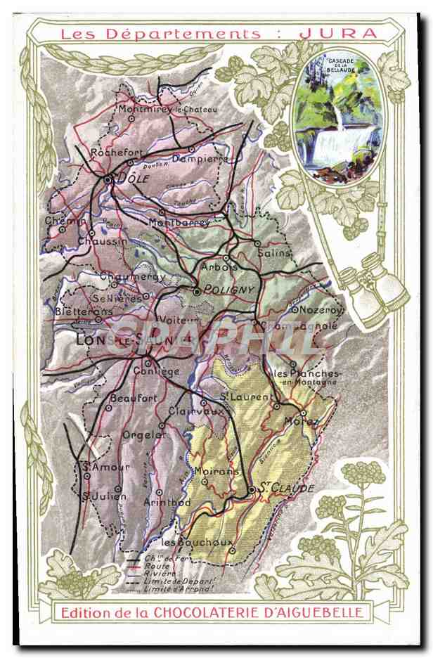 Département du Jura — Carte géographique et descriptive — Édition de la Chocolaterie d'Aiguebelle