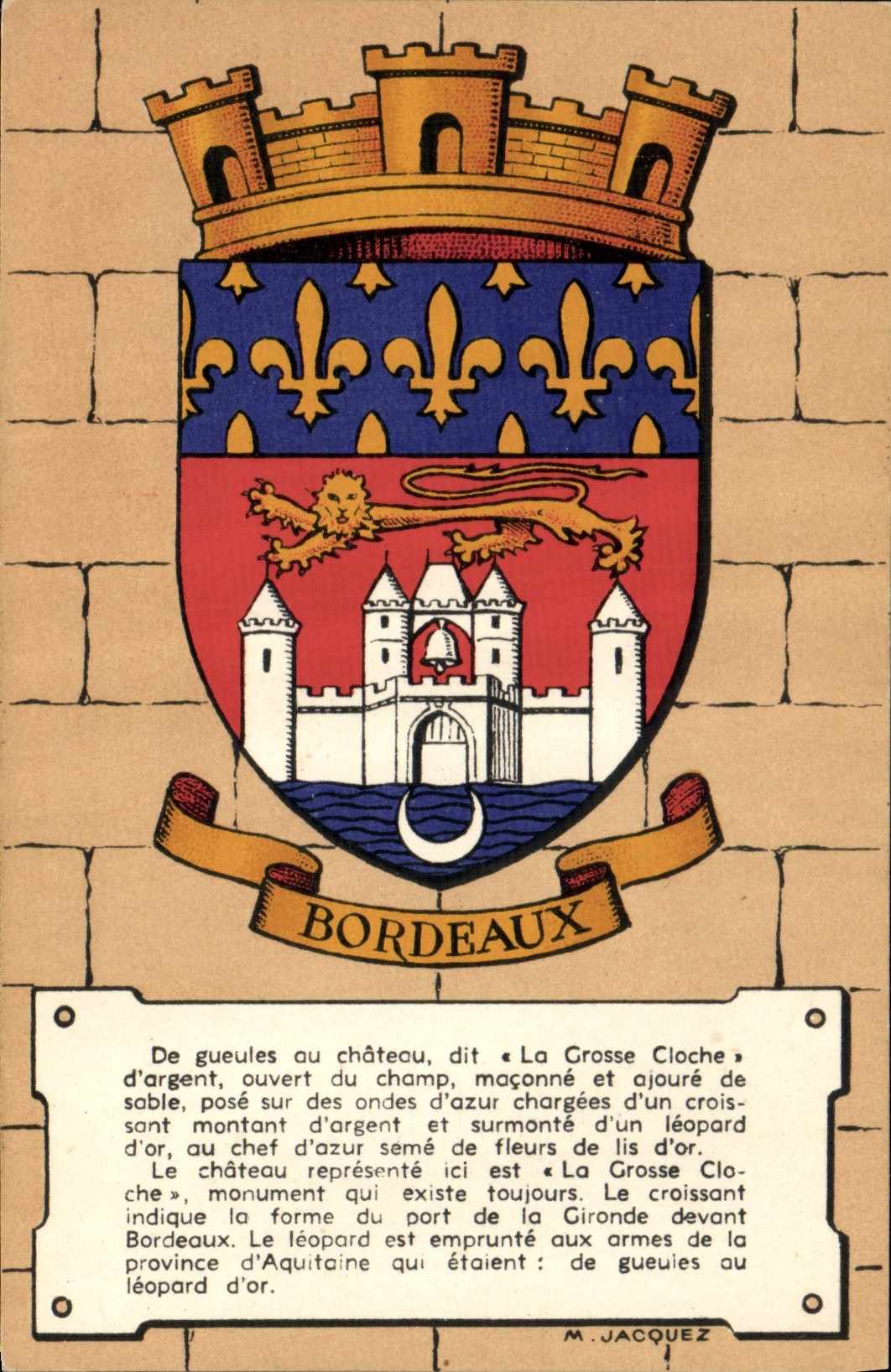 CPA Heraldique des villes de France par Maurice Jacquez Bordeaux Lion