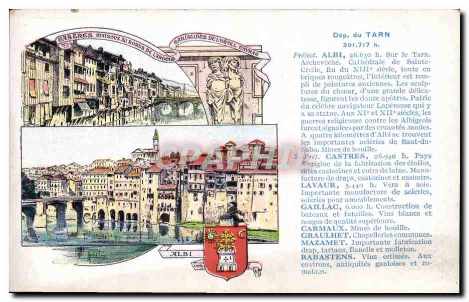 Castres, Maisons au bord de l'Arbouc — Archevêché de l'Hôtel-Dieu — Édition spéciale Pastilles Valda - Anverso