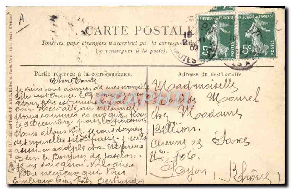 CPA Folklore Un bout de causette  — Verso