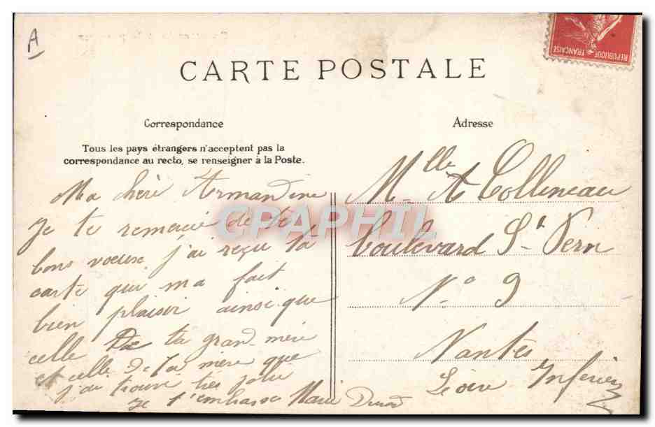 CPA Folklore En attendant le passeur — Verso