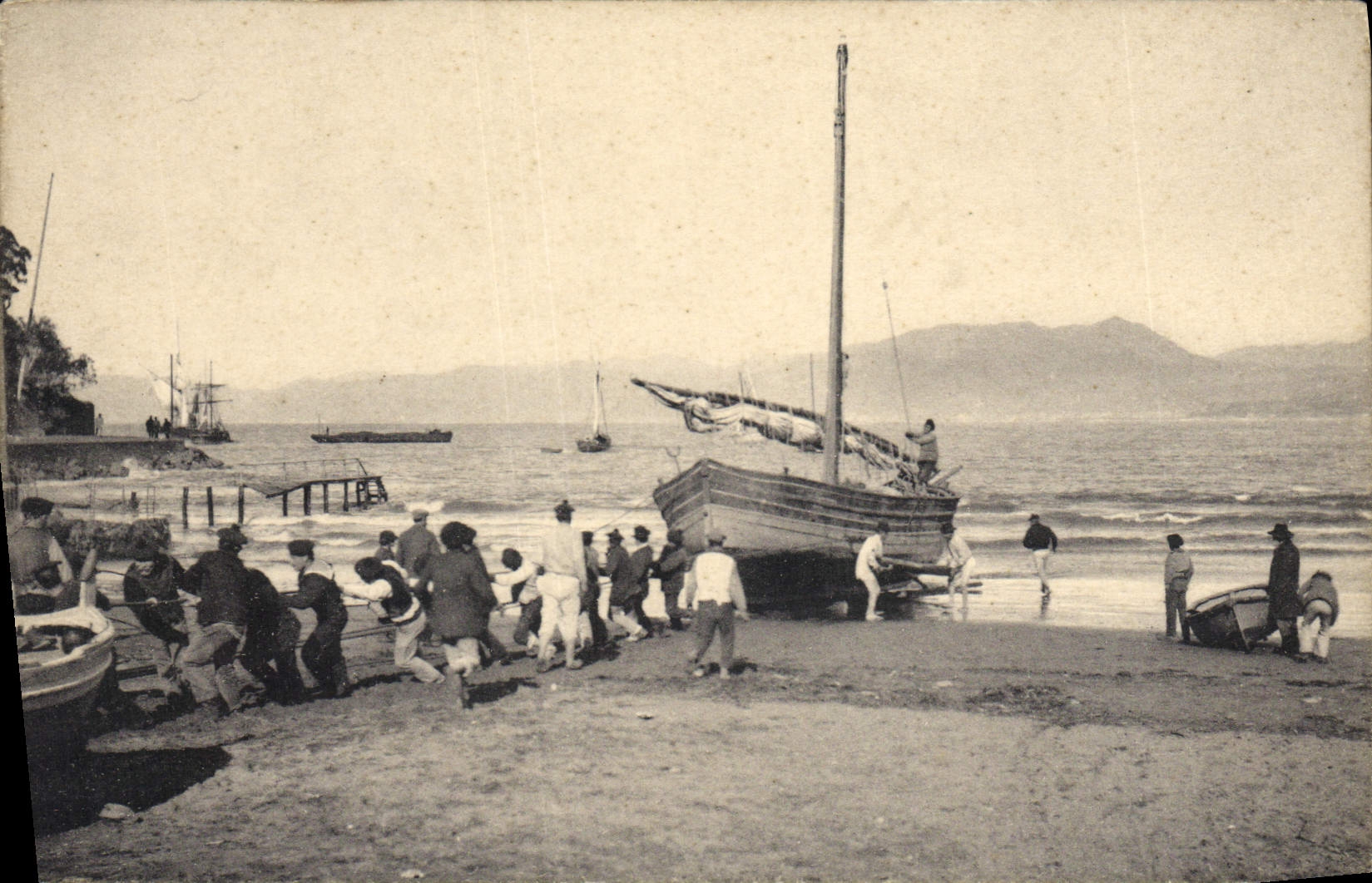 Scène de pêche à la plage — C.T. & Cie. à G. — Série 145 - Anverso