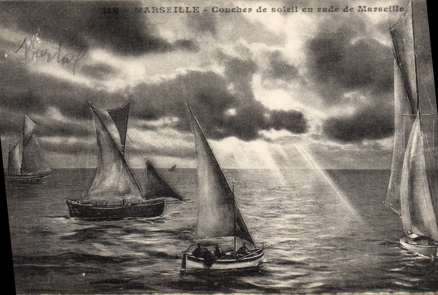 Marseille — Couchers de soleil en rade de Marseille — éditeur Martial, n° 218
