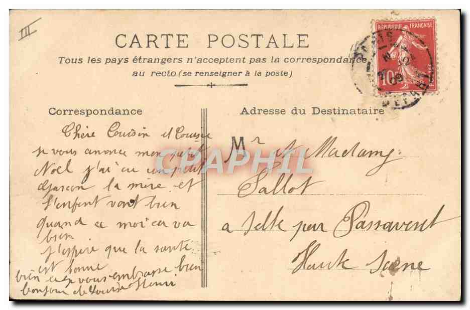 CPA Fantaisie Enfant Bebe Villerimy  — Rückseite