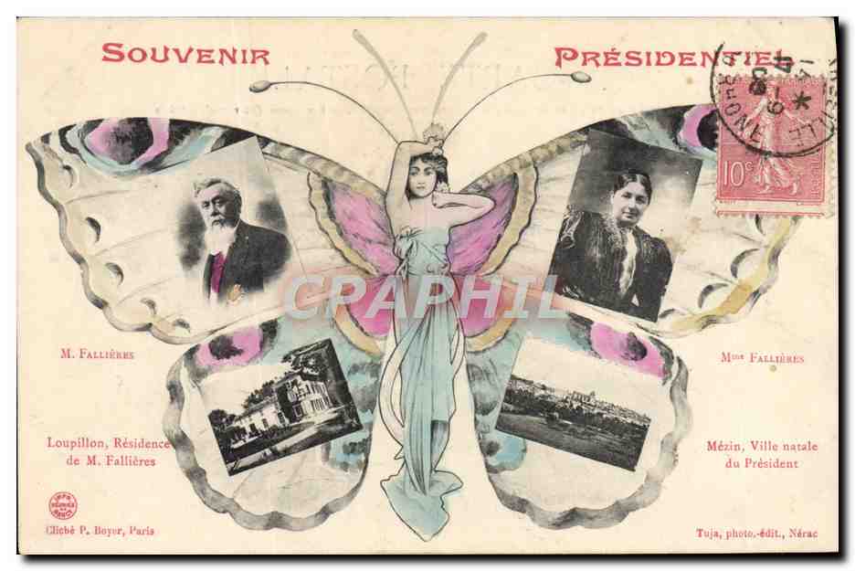 M. et Mme Fallières — Souvenir Présidentiel — Édité par Tuja, photo-édit, Nérac