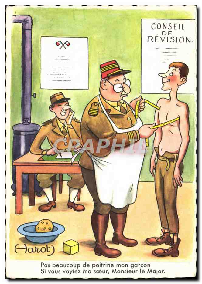 CPA Fantaisie Humour Conseil de revision Soldat Militaria